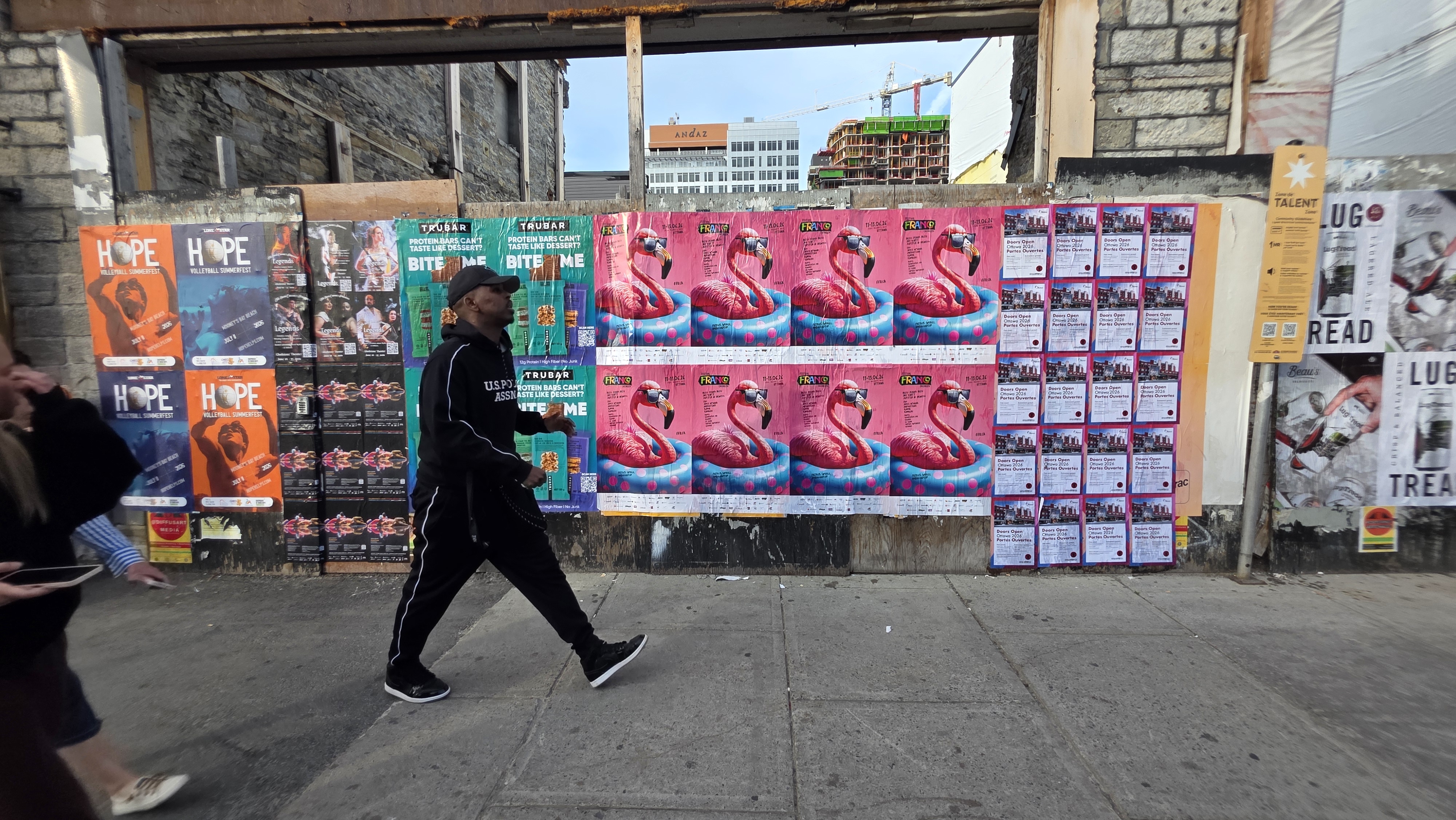 Diffusart poster wall campaign with colourful event posters, Ottawa street